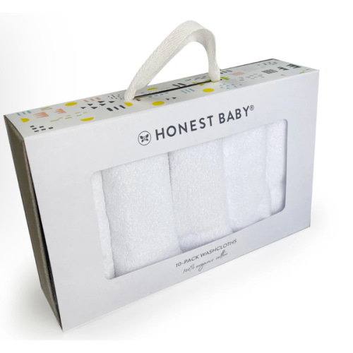 10-Pack Organic Cotton Baby-Terry Wash Cloths, Bright White | Honest Baby Clothing