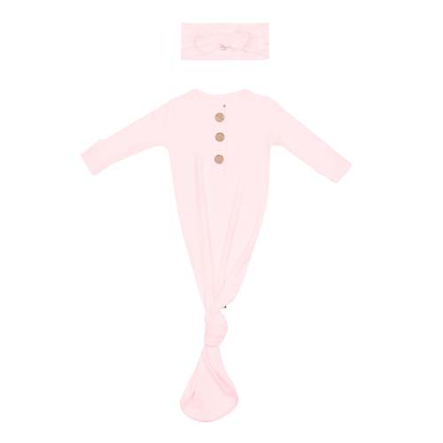 Knotted Gown with Bow Set in Sakura | Kyte Baby