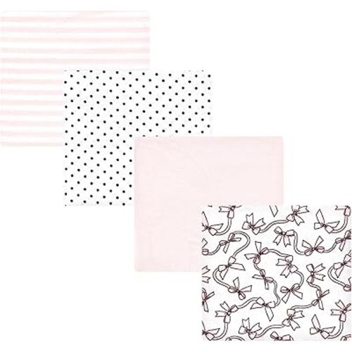 Hudson Baby Unisex Baby Cotton Flannel Receiving Blankets, Pink Bows, One Size