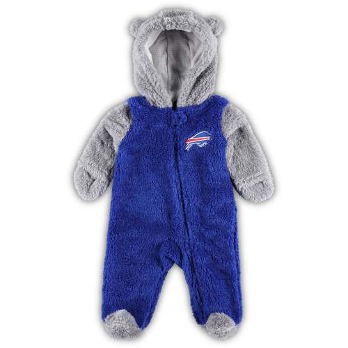 Newborn & Infant Buffalo Bills Royal/Gray Game Nap Teddy Fleece Bunting Full-Zip Sleeper