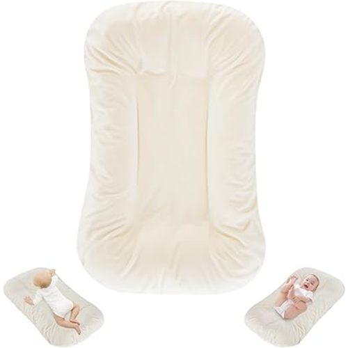 Baby Lounger Pillow for Newborn, Portable Baby Nest for Infant 0-12 Months, Infant Floor Seats & Loungers for Home and Travel (White)