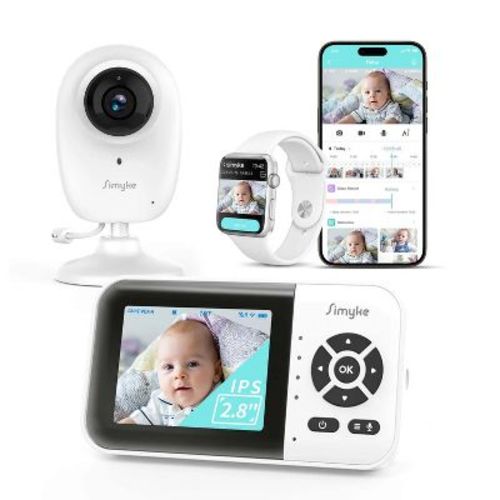 Simyke Smart Baby Monitor: 1080p Camera + 2.8” Lcd Display, Smartwatch Connectivity