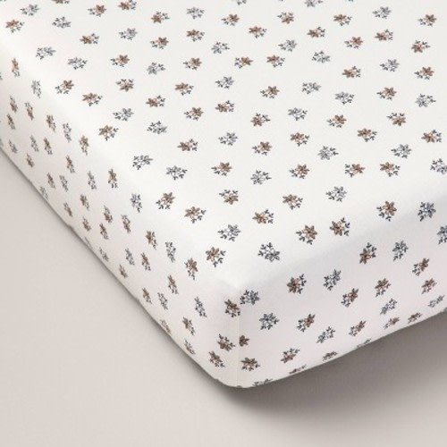 Floral Cotton Percale Fitted Crib Sheet - Hearth & Hand™ with Magnolia: Botanical, Farmhouse Style, OEKO-TEX Certified
