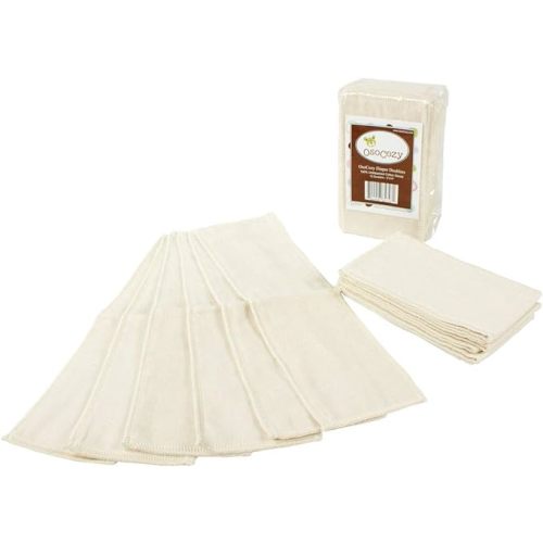 OsoCozy Gauze Cloth Diaper Doublers - 100% Unbleached Gauze Weaved Cotton, 4x12 inches, 6 Layers Thick. Add Extra Absorbency to Your Cloth Diapers - 12 Pack