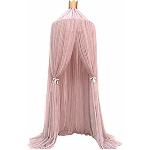 daffodilblob Baby Lace Crib Tent Round Dome Hanging Curtain Mosquito Net Kids Room Decor Baby's warm home haven birthday present - Pink