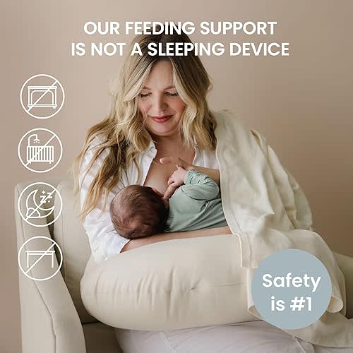 snuggle me Organic Nursing Pillow | Bottle & Breastfeeding Pillow with Organic Cotton Cover & Fiberfill, Machine Washable Feeding Pillow, Newborn Essentials Must Haves (Natural)