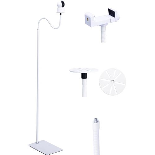 80"-31" Tall White Floor Holder Stand Mount for Security Cameras, 3.2lbs Base,Height Adjustable 31.5-80",Compatible with Baby Camera Monitor/Security Cameras/Pet Camera