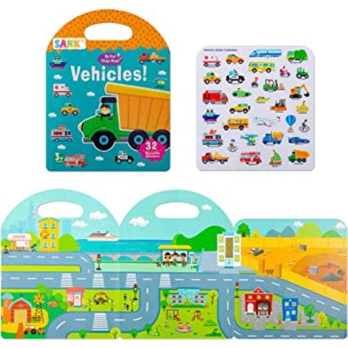 Sank Portable Jelly Quiet Book, Toddler Busy Book, 6 Themes Preschool Learning Activities Quiet Book, Preschool Activity Learning Books for Babies/Toddlers Ages 3-6 (Vehicles)