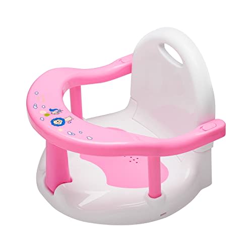 Newborn Infant Baby Bath Seat, Non-Slip Infants Baby Bath Chair for Bathtub, Cute Shape Baby Shower Chairs for Tub Sitting up, Surround Bathroom Seats for Baby 6-18 Months (Pink Baby Bathtub Seat)
