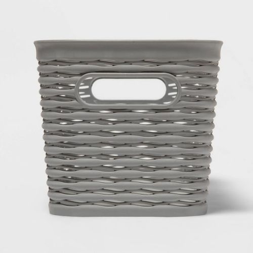 Wave Narrow Medium Storage Bin Gray - Brightroom™: Polypropylene, 13.8"x5.7"x5.3", Universal Placement