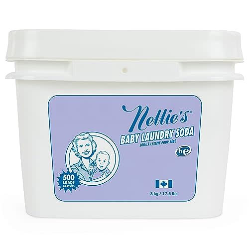 Nellie's Baby Laundry Soda - Bulk Powdered Laundry Detergent Safe for Infants' Sensitive Skin, Non-Toxic, Hypoallergenic, Vegan, Fragrance Free - 500 Loads