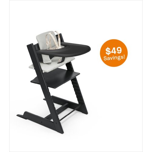 BLACK - Stokke Tripp Trapp Wood High Chair with Tray: Classic Scandinavian Design