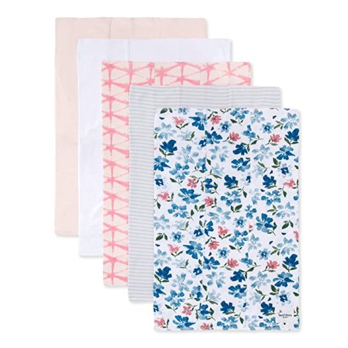 Burt's Bees Baby - Burp Cloths, 5-Pack Extra Absorbent 100% Organic Cotton Drool Cloths,5 Count (Pack of 1) - Botanical Gardens