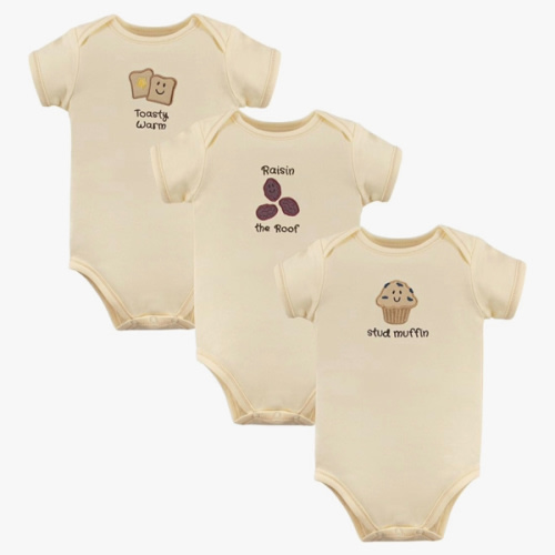 Touched by Nature Organic Cotton Bodysuits - Muffin 3 pack / 0-3 months