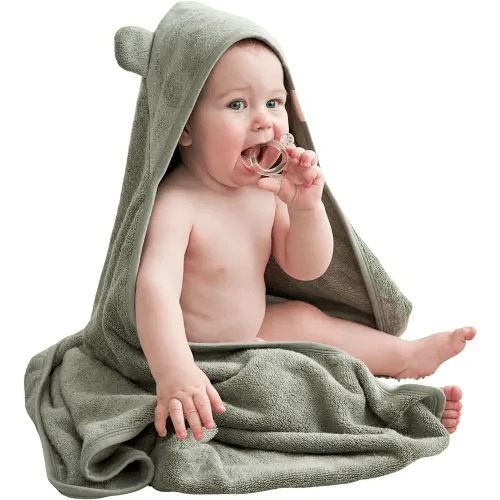 Munich Blue Toddler Bath Towel - Natural Viscose & Cotton Blend for Delicate Skin - Super Soft Thick 600GSM - Ideal Toddler Boy and Girl Bath Essentials 35"x35" Bath Towel - Baby Towel with Hood