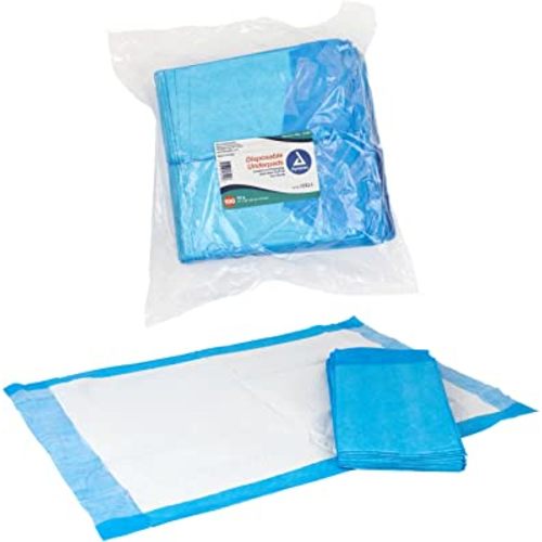 Dynarex 1341 Disposable UnderPad, Medical-Grade Incontinence Bed Pad to Protect Sheet, Mattresses, and Furniture, 17" x 24", 22g, 100 Count (Pack of 1)