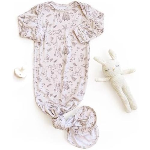 Baby Gown – Super Soft Knotted Gown with Bottom Tie and Hand Mittens – For Baby Boys and Girls, Infant, Newborn