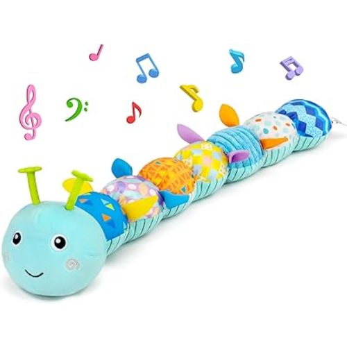 Baby Tummy Time Toys 0-6 Month Musical Stuffed Animal Plush Caterpillar Toy for Infant 6-12 Month Teething Sensory Toy with Crinkle Rattle for Babies 0-3-6 Month Newborn Boy Girl