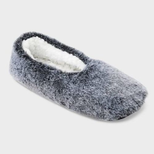 Women's Chevron Textured Faux plush Cozy Pull-On Slipper Socks with Grippers - Auden™ Taupe S/M: Machine Washable, Cushioned Insole