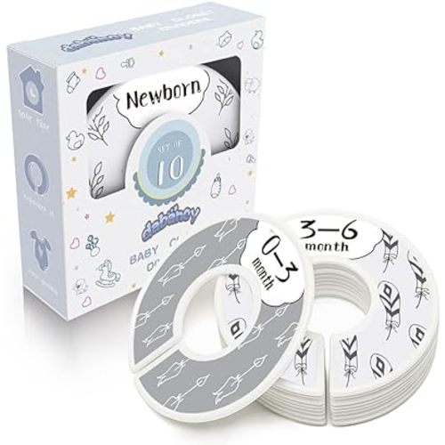Baby Closet Dividers - Set of 10 from Newborn to Toddler and 2 Blanks with Colored Box - Gray Boho Designs Baby Closet Organizer for Nursery - [Gray Boho]
