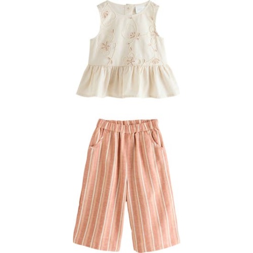 Kids' Peplum Top & Ditsy Stripe Pants Set