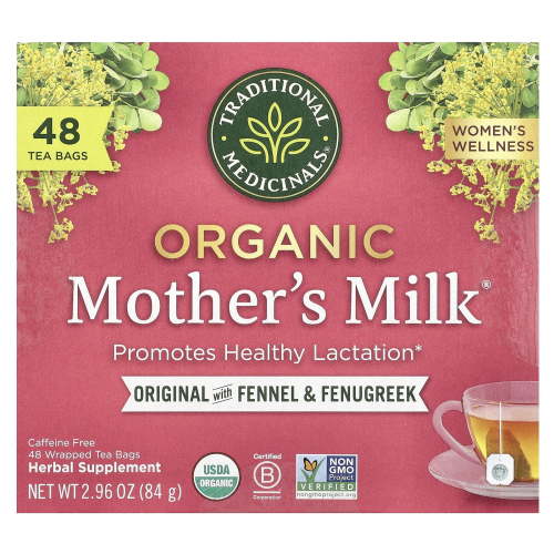 Traditional Medicinals Organic Mother's Milk®, Original with Fennel & Fenugreek, Caffeine Free, 48 Wrapped Tea Bags, 2.96 oz (84 g)