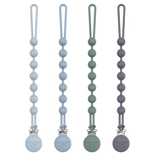 Cuddle Campus Silicone Pacifier Clip Holder with One Piece Design, Pack of 4 Soft Flexible Binky Clips with Texture for Baby Boy and Girl Set 3(6M+)