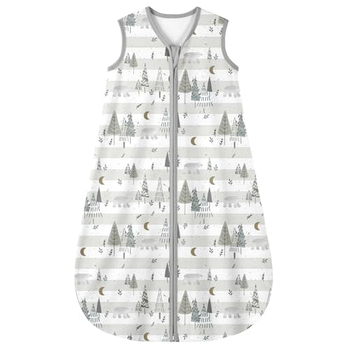 Yoofoss Baby Sleep Sack 0-6 Months 0.5 TOG Baby Wearable Blanket, 100% Cotton Infant Toddler Sleeping Sack 2-Way Zipper Lightweight Sleep Sack, Grizzly
