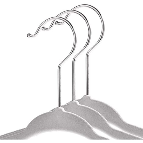 Casafield 50 Velvet Baby Hangers - 11" Size for Infant & Toddler Clothes - Gray