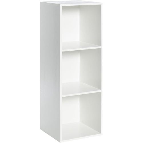 Wooden 3-Cube Storage Organizer with Closed Back Panel, 11in Cube Shelf Opening, Bookshelf, Display Shelf,Closet Cabinet for Home and Office,Embossed White