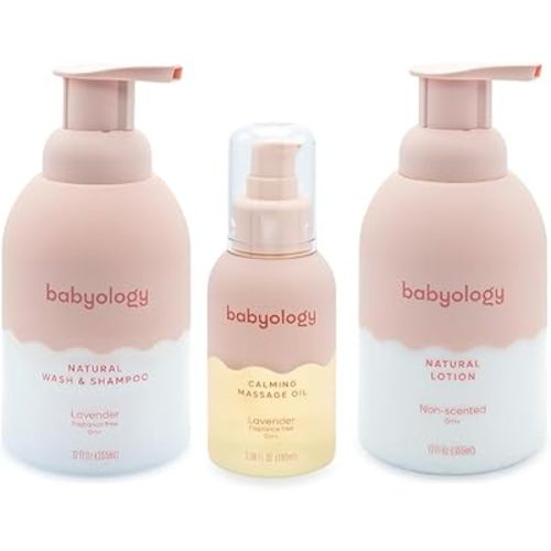 Babyology BUNDLE - 100% Edible Ingredients - Baby Wash & Shampoo + Lotion + Oil