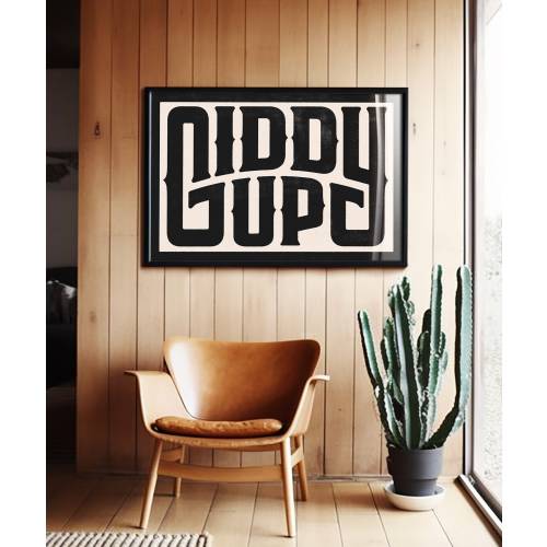 Giddy Up Typography Art Print, Western Wall Decor, Southwestern Wall Art, Cowboy cowgirl Poster, Ranch Farmhouse Art, Gift for Horse Lover