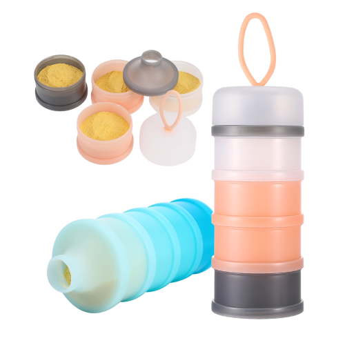 Abaima 2 Pack Baby Travel Formula Dispenser, 4 Layers Non Spill Formula Dispenser to Go, Portable Stackable Baby Feeding Storage Container for Snack, Oatmeal, Candy, Nuts