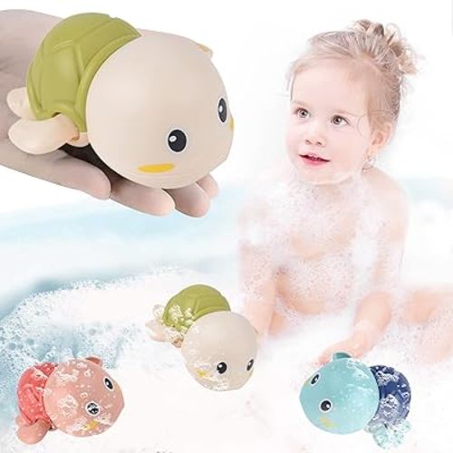 Newmemo Bath Toys Bathtub Toys for Toddlers, 3pcs Swimming Pool Turtle Bathtub Baby Bath Toys Water Toys Floating Wind Up Toys for Infants Birthday Gift for Kids Boy Girls