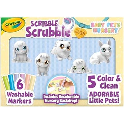 Crayola Scribble Scrubbie Baby Pets Nursery, Baby Animal Toys for Toddlers & Kids, Gift for Girls & Boys, Ages 3, 4, 5