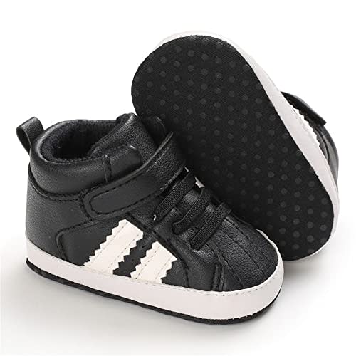 Meckior Toddler Baby Boys Girls High Tops Ankle Sneakers Soft Anti-Slip Sole PU Leather Moccasins Infant Newborn Prewalker First Walking Crib Shoes