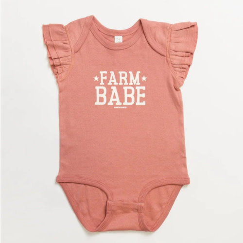 Mauve Ruffle Sleeve 'Farm Babe'- Toddler and Onesies - American Farm Company