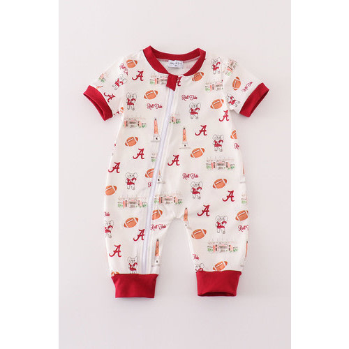 Maroon roll tide football boy romper - Alabama