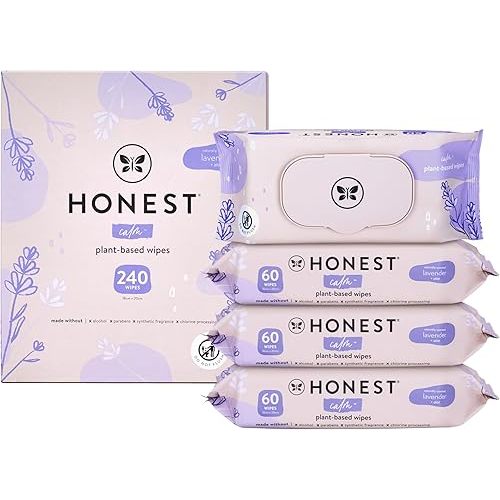 The Honest Company Calm + Cleanse Naturally Scented Wipes | Cleansing Multi-Tasking Wipes | 99% Water, Plant Based, Hypoallergenic | Lavender, 240 Count