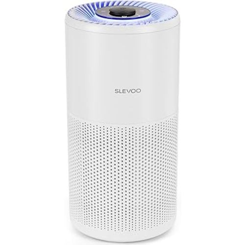 SLEVOO Air Purifier for Home Bedroom up to 1015 ft², Allergies Pet Hair, 3-in-1 Filter with hepa Air Purifier, Ultra Quiet 24 DB Sleep Mode,Aromatherapy,clean for Allergies,Pollutants,Smoke （White）