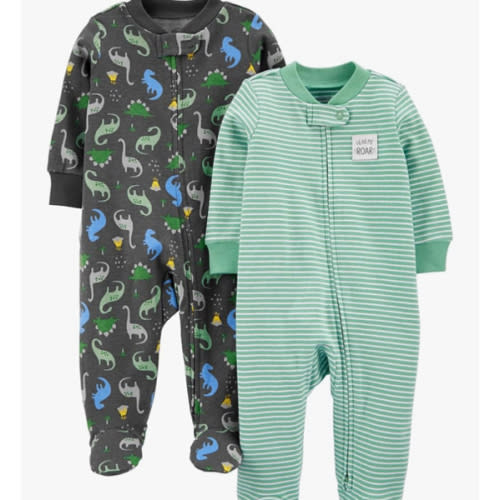 Simple Joys by Carter's baby-boys 2-way Zip Thermal Footed Sleep and Play, Pack of 2
