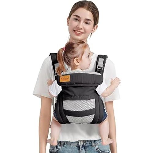 Baby Carrier Newborn to Toddler(7-30lbs), Toddler Carrier with Adjustable Shoulder Strap, Baby Holder Carrier with Breathable Mesh Fabric, Black