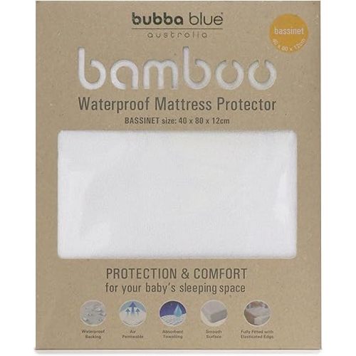 Bubba Blue Bamboo Mattress Bassinet Protector, White