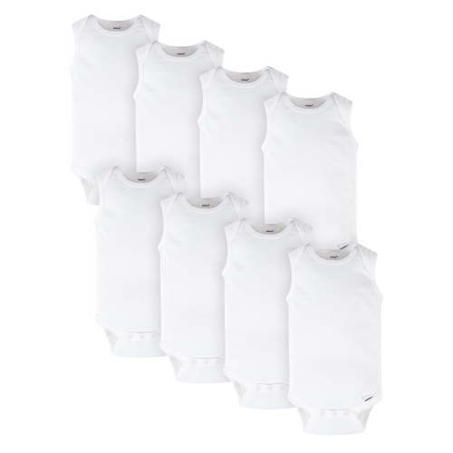 Gerber Baby Boy, Baby Girl, & Unisex Sleeveless White Onesies Bodysuits, 8-Pack (Newborn-24 Months)