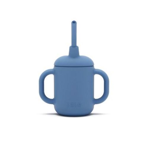 Lalo 4oz 3-in-1 Silicone Training Cup with Straw - Blueberry