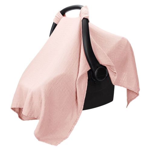 Muslin Cotton Baby Car Seat Cover, Universal Fit Carseat Canopy Covers For Babies, Girls And Boys By Comfy Cubs - Lace Pink