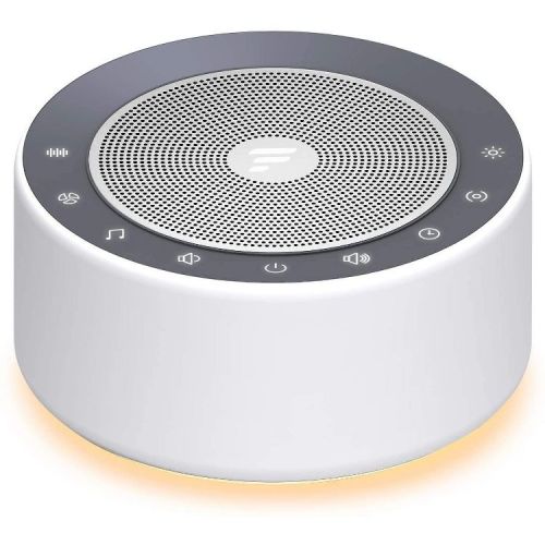 Letsfit White Noise Machine with 7-Color Night Lights, 30 High Fidelity Soundtracks, Full Touch Metal Grille and Buttons - T3 - White
