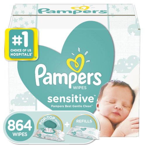 Pampers Baby Wipes Sensitive Perfume Free, 12 Packs, 864 Total Wipes
