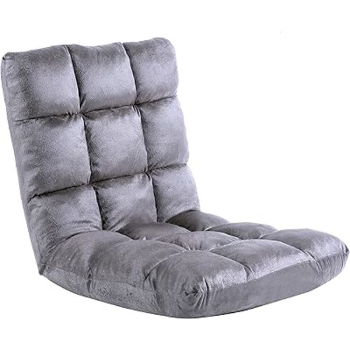 FLOGUOR Indoor 5-Position Adjustable Floor Chair with Back Support Folding Padded Gaming Sofa Chair, Lounge Chair for Adults Video Gaming, Perfect for Meditation, Reading QL050-GR