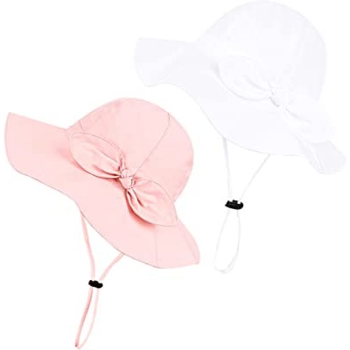 Baby Girl Sun Hat with UPF 50+ Outdoor Adjustable Beach Hat with Wide Brim Bucket Hats